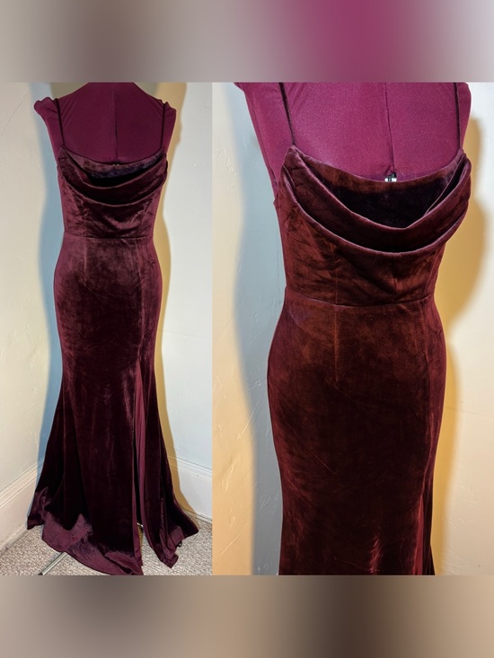 Lulus Dresses & Skirts - Lulu’s stretch velvet evening gown burgundy wine red medium